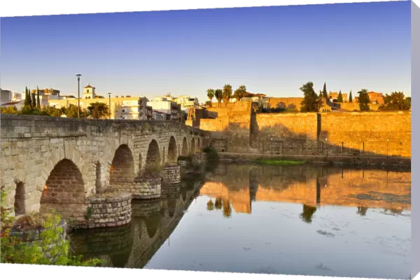 The Puente Romano (Roman Bridge) over the Guadiana river, dating back to the 1st