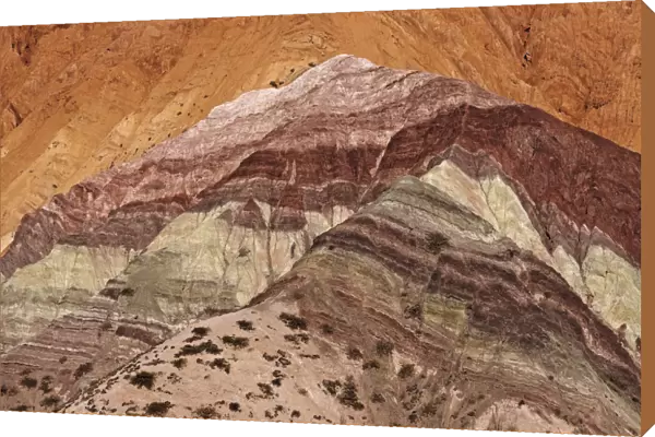 Argentina, Jujuy Province, Purmamarca, Elevated view of the Hill of Seven Colours