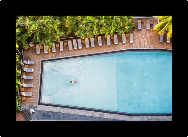 Aerial View of Swimmer in Pool, Hamilton Island, Queensland, Australia