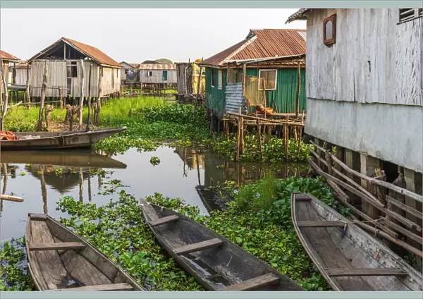 Africa, Benin, Lake Nokoua. A view in the channels of the famous stilt village