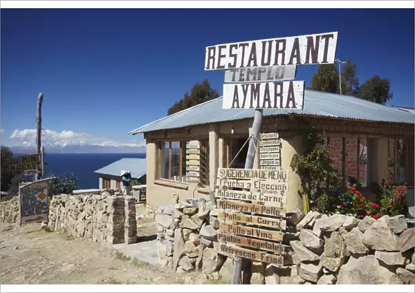 Restaurant in village of Cha lla, Isla del Sol (Island of the Sun), Lake Titicaca
