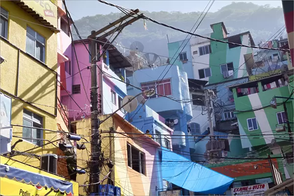 South America, Rio de Janeiro, Rio de Janeiro city, view of breeze block houses in