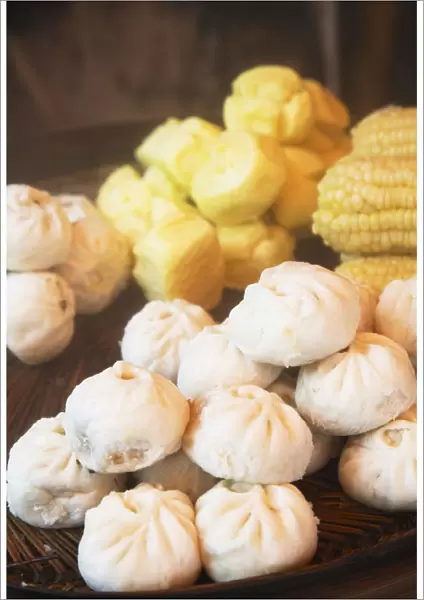Steamed buns and corn, Shenzhen, Guangdong Province, China