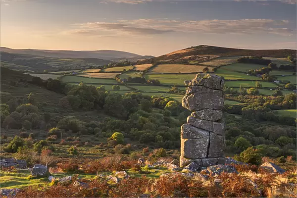 Bowerman's Nose granite pillar on Hayne Down, Dartmoor, Devon, England. Autumn (October) 2016