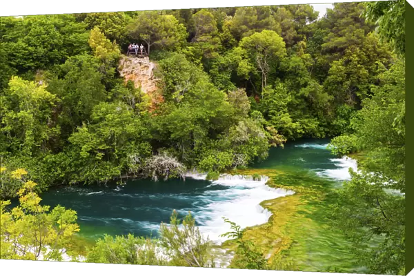 Croatia, Dalmatia, Sibenik, Knin, Krka, Krka National park, Tourists overlooking