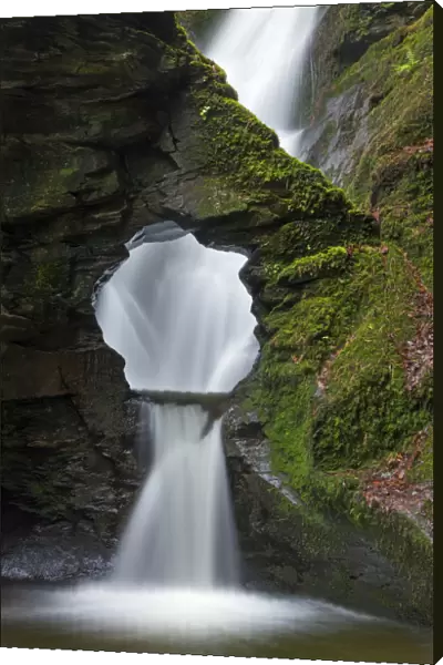 St Nectans Kieve waterfall in St Nectans Glen, Near Tintagel, Cornwall, England