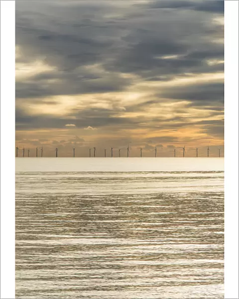 Offshore wind farm as viewed from Brighton beach, East Sussex, England
