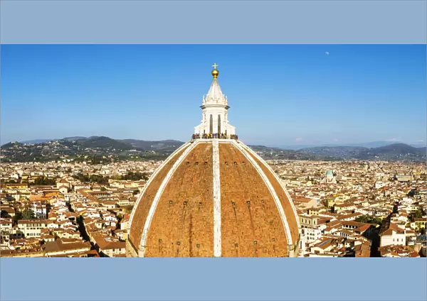 Florence, Tuscany, Italy. View of the Duomos cupola and the city seen from the