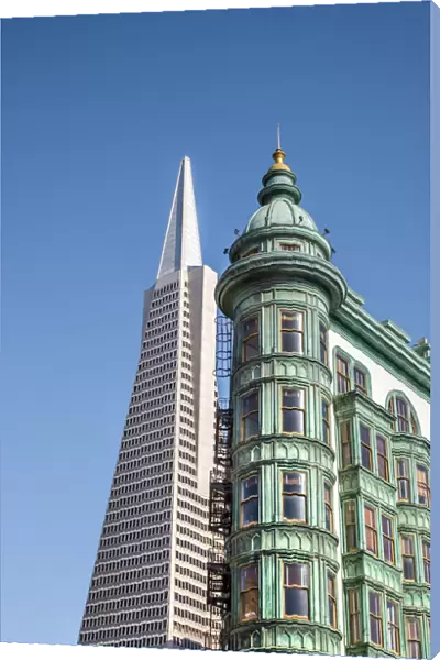 Transamerica Pyramid and Columbus Tower, San Francisco, California, USA