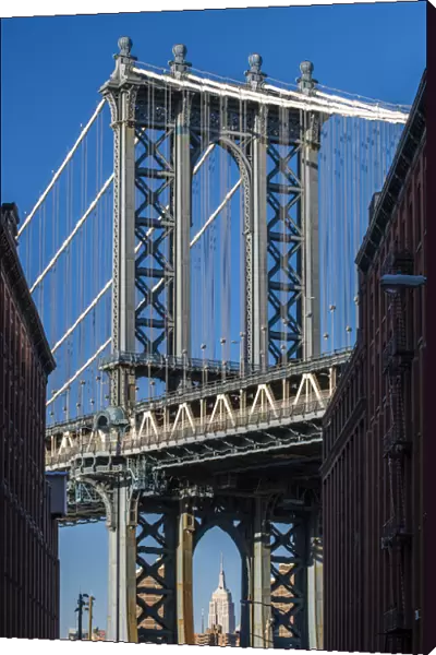 View toward Manhattan Bridge with the Empire State Building in the background, Brooklyn