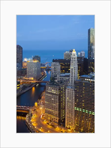 USA, Illinois, Chicago. Dusk view over the city