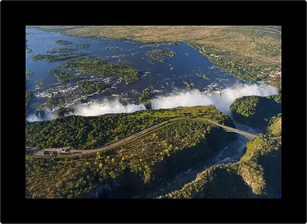 Zimbabwe, Victoria Falls. An aerial view from above the Falls