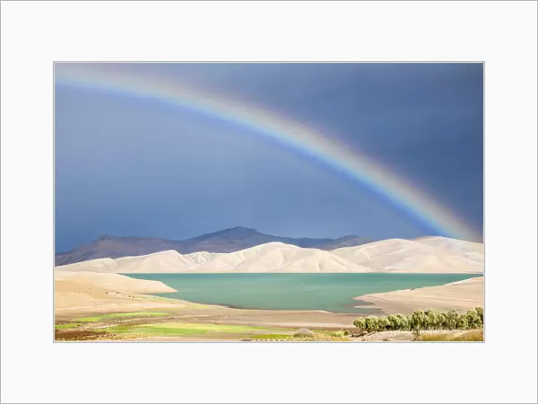 Rainbow above the lake Barrage Sidi Chahed, along the road from Chefchaouen to Fes