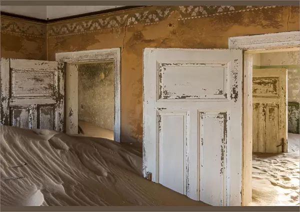 Africa, Namibia, Kolmanskop. inside one of the abandoned buildings