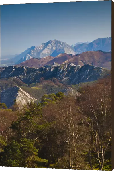Spain, Asturias Region, Asturias Province, Mirador del Fito, elevated view of the