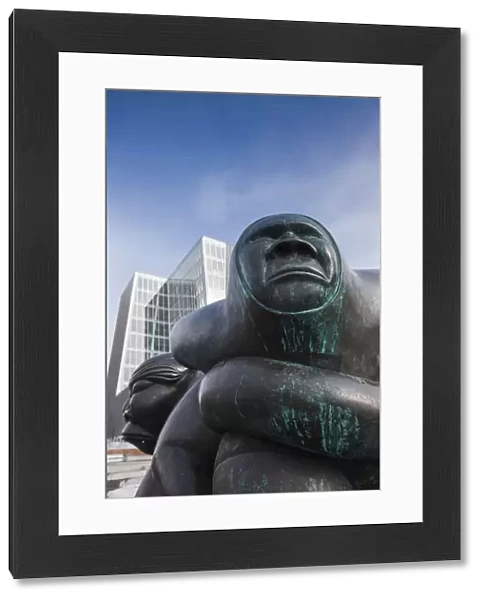 Greenland, Nuuk, Kassassuk Statue, in front of Nuuk Center, tallest building in Greenland
