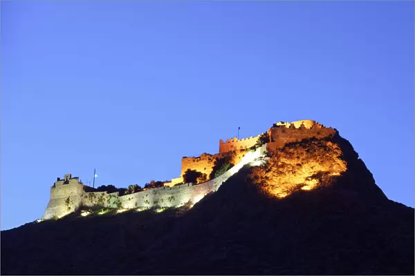Panteli Castle At Night, Leros, Dodecanese, Greek Islands, Greece, Europe