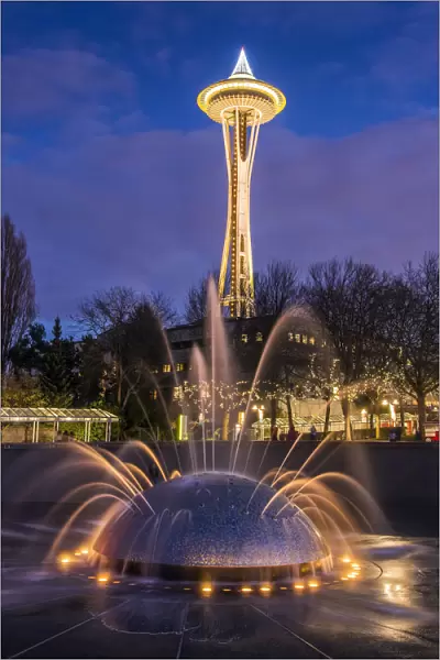 The International Fountain with Space Needle in the background, Seattle Center, Seattle
