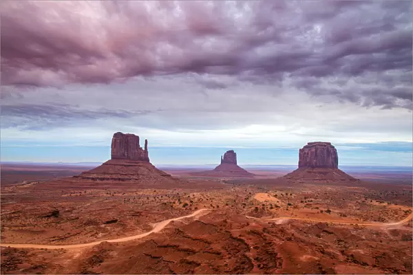 Sunset view over the Mittens, Monument Valley Navajo Tribal Park, Arizona, USA