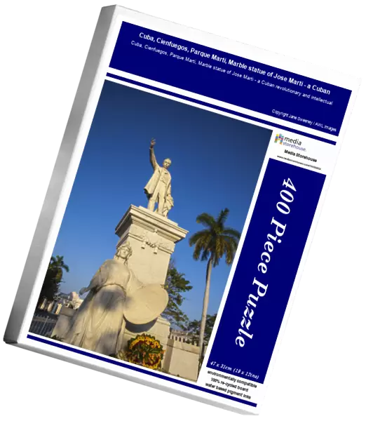 Cuba, Cienfuegos, Parque Marti, Marble statue of Jose Marti - a Cuban