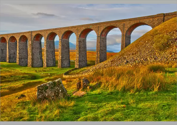 UK, England, North Yorkshire, Ribblehead Viaduct on the Settle to Carlisle Railway Line