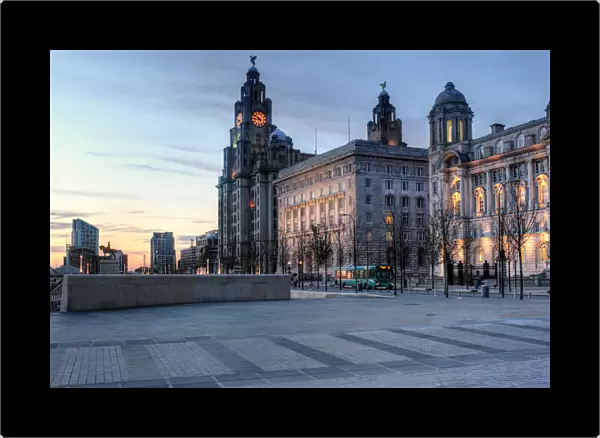 the Three Graces of the Pier Head, Liverpool, UK