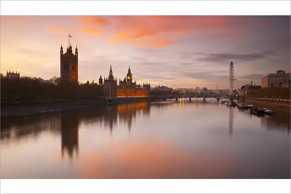 UK, London, Big Ben, Houses of Parliament and London Eye