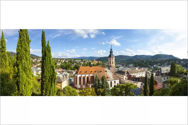 Elevated view over Stiftskirche & surrounding township, Baden-Baden, Black Forest