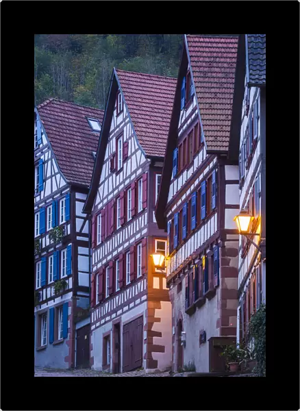Germany, Baden-Wurttemburg, Black Forest, Schiltach, traditional building details, dawn