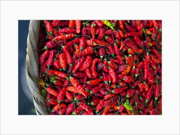 San Salvador, El Salvador, Hot Red Peppers For Sale, Street Market