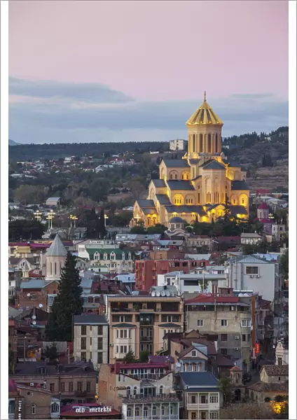 Georgia, Tbilisi, Avlabari, View of Tsminda Sameba Cathedral (Holy Trinity Cathedral)