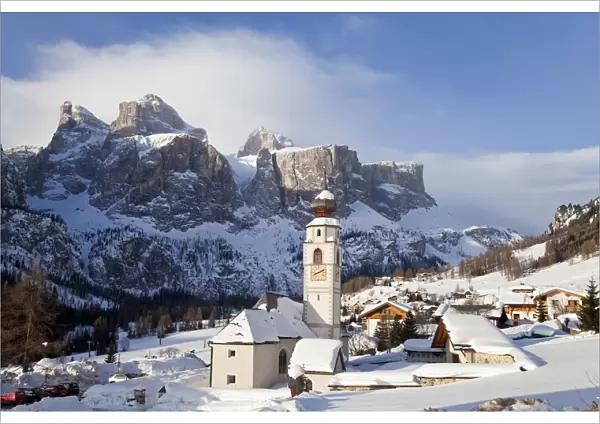 Church in Colfosco, Badia and Sella Massif range of Mountains, Dolomites, South Tirol