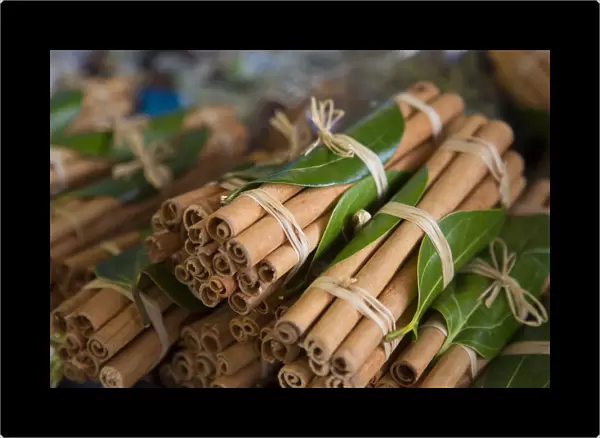 Cinnamon sticks in the market in Victoria, Mahe, Seychelles