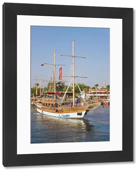 Boats lining the harbourside, Side, Mediterranean Coast, Turkey