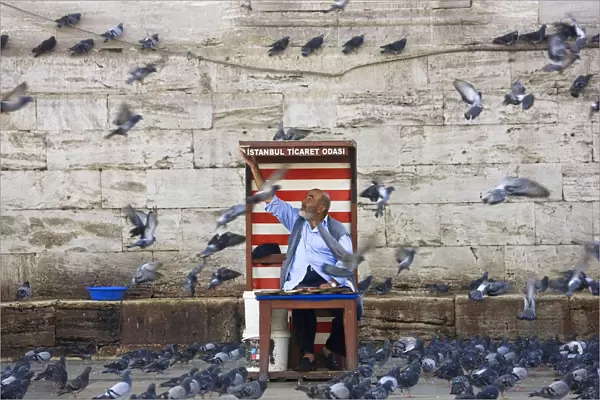 Pigeon feed seller, Istanbul, Turkey
