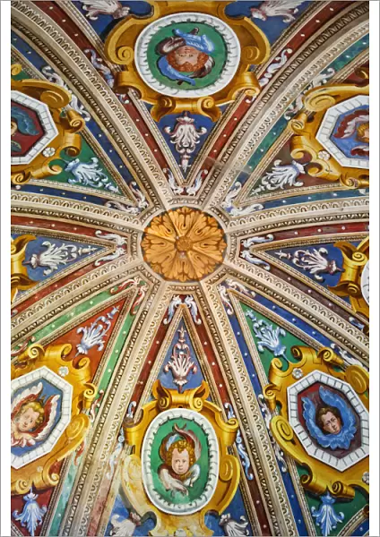 Italy, Piedmont, Lake Orta, Orta, Sacro Monti di San Francesco, Chapel 1, Ceiling