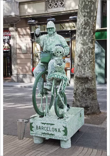 Spain, Barcelona, The Ramblas, Human Statue