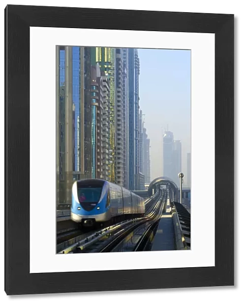 UAE, Dubai, Sheikh Zayed Road, Financial Centre Metro Station from Emirates Towers