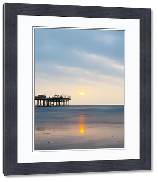 UK, England, Devon, Paignton, Paignton Pier at sunrise