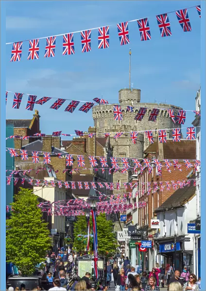 UK, England, Berkshire, Windsor, Peascod Street, Decorations for wedding of Prince Harry