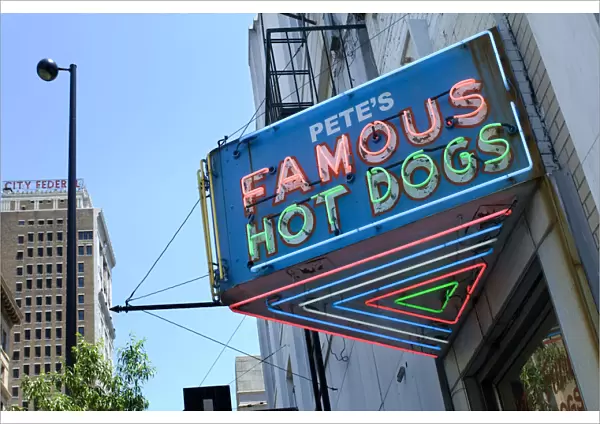 USA, Alabama, Birmingham, Petes Famous Hot Dogs, Neon Sign, 80 Years In Business
