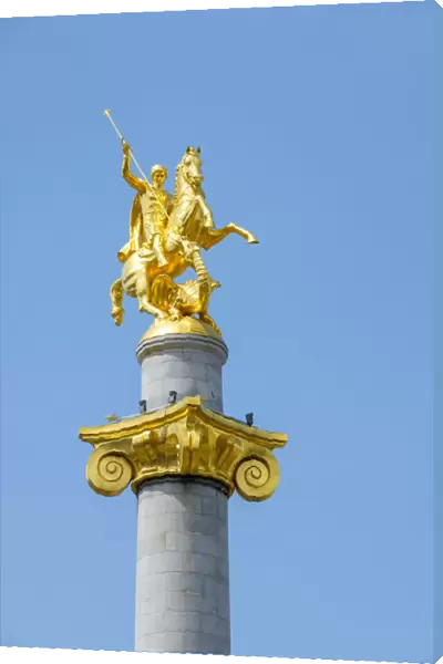 Liberty Monument depicting St George slaying the dragon, Freedom Square, Tbilisi (Tiflis)