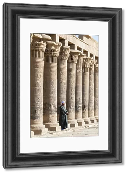 Guradian at the Temple of Philae on an island in Lake Nasser, Nile River, Aswan, Egypt