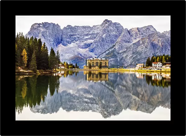 Lake Misurina and Sorapiss mountain Europe, Italy, Veneto, Belluno district, Cortina