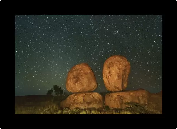 Rock formation at Devils Marbles with star sky - Australia, Northern Territory