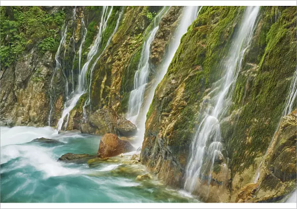 Waterfall and moss - Germany, Bavaria, Upper Bavaria, Berchtesgadener Land, Ramsau