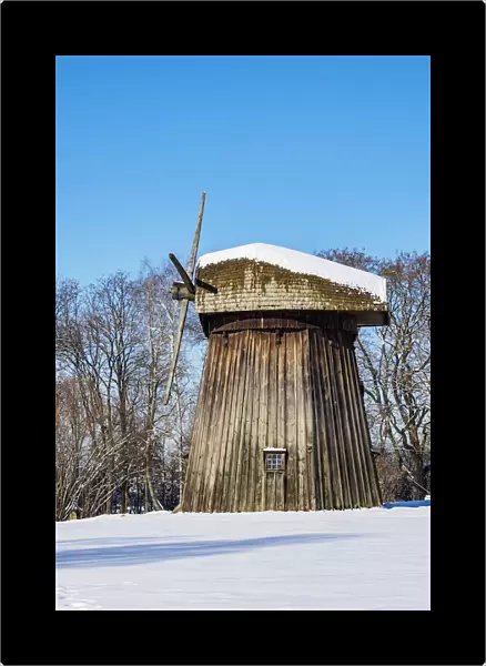 Wooden Windmill, Lublin Open Air Museum, winter, Lublin Voivodeship, Poland