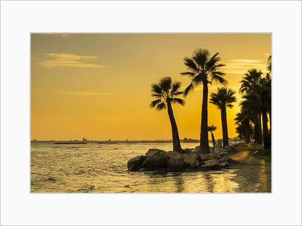 A beach scene at Palm Beach in Larnaca, Cyprus