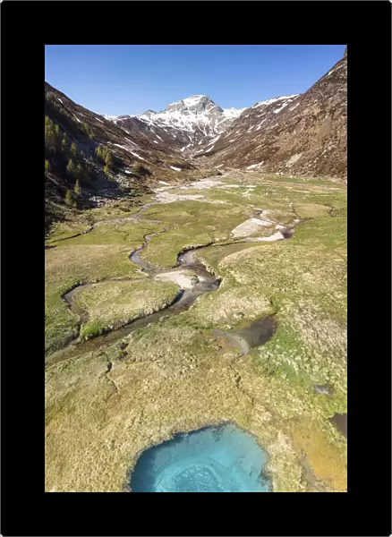 Blue hole near to Madesimo & Pizzo Spadolazzo mountain, Orobie Alps, Valtellina