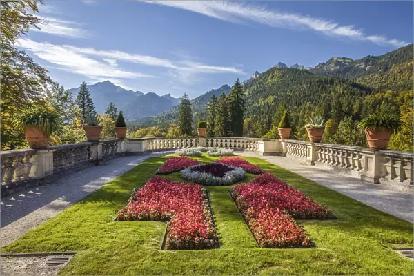 Terrace gardens of Linderhof Palace, Ettal, Allgaeu, Bavaria, Germany
